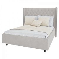 кровать двуспальная 180х200 бежевая из велюра с каретной стяжкой wing в Нижневартовске