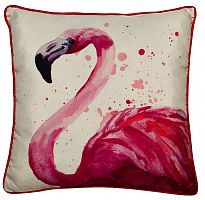 подушка квадратная"розовый фламинго" лен 45х45 см в Нижневартовске