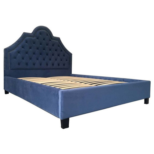 кровать двуспальная 160х200 синяя из велюра province в Нижневартовске