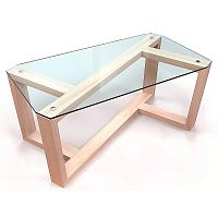 стол журнальный палли-1 бежевый с прозрачной столешницей в Нижневартовске