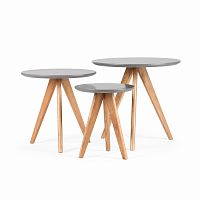 набор круглых кофейных столов past past серый в Нижневартовске