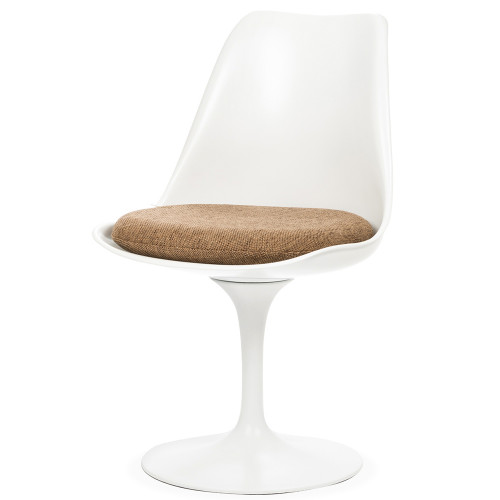 стул tulip белый с бежевой подушкой в Нижневартовске