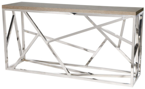 консоль geometric 180x50x90 хром, коричневая столешница в Нижневартовске