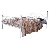 кованая кровать полутораспальная 140х200 с двумя спинками белая анталия в Нижневартовске