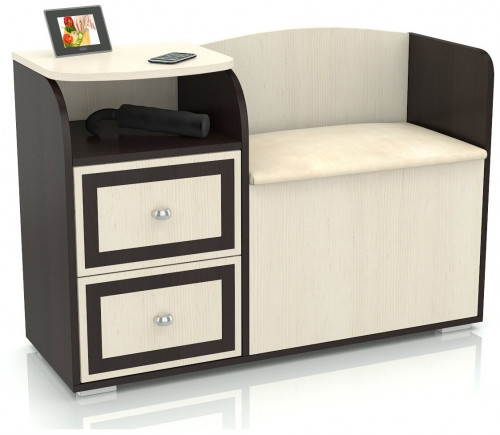 банкетка с тумбой для обуви 2-40 домовой, цвет венге/клен в Нижневартовске