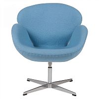 кресло swan chair шерсть голубое в Нижневартовске