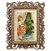 репродукция старинной рождественской гравюры украшение елки в Нижневартовске