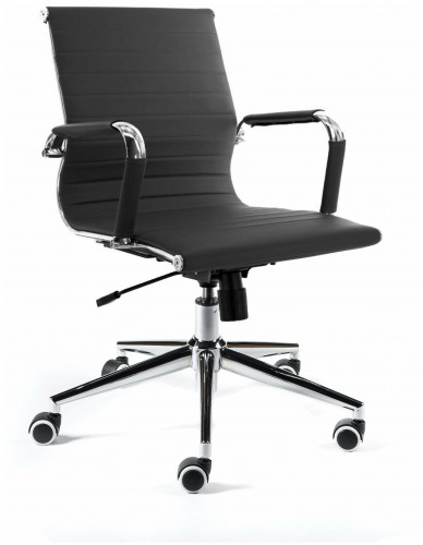 кресло компьютерное техно lb хром / черная экокожа в Нижневартовске