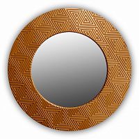 зеркало золотое круглое диаметр 75 см с рельефом треугольники fashion pyramid в Нижневартовске