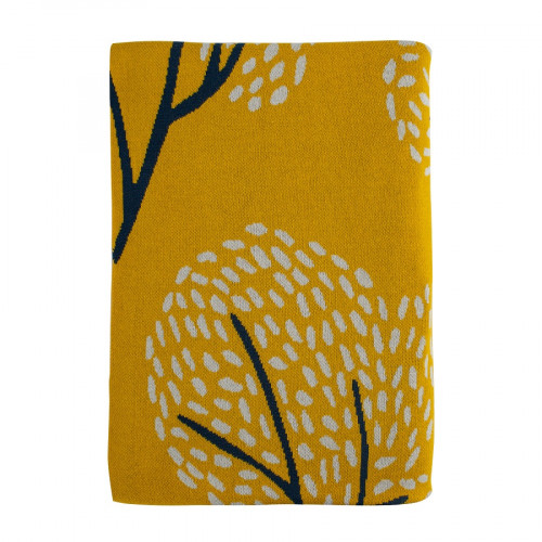 плед вязаный с принтом сибирский цветок горчичный в Нижневартовске