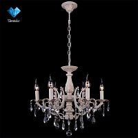 подвесная люстра eurosvet 3345/6 белый с золотом/прозрачный хрусталь strotskis в Нижневартовске