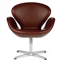 кресло swan chair кожа коричневое в Нижневартовске