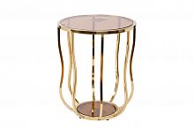 круглый журнальный столик со стеклянной столешницей на золотистом основании d50x60 см в Нижневартовске