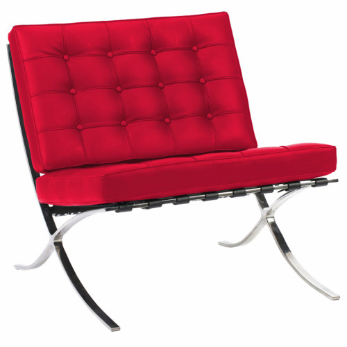 кресло barcelona chair кожа красное в Нижневартовске