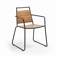 комфорт кресло черный металл и натуральный тик от la forma (ex julia grup) в Нижневартовске