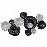 настенное панно цветы серебристо-черные 92x51x7 см в Нижневартовске