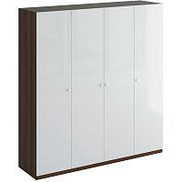 шкаф uno четырехдверный белый глянец с коричневым в Нижневартовске