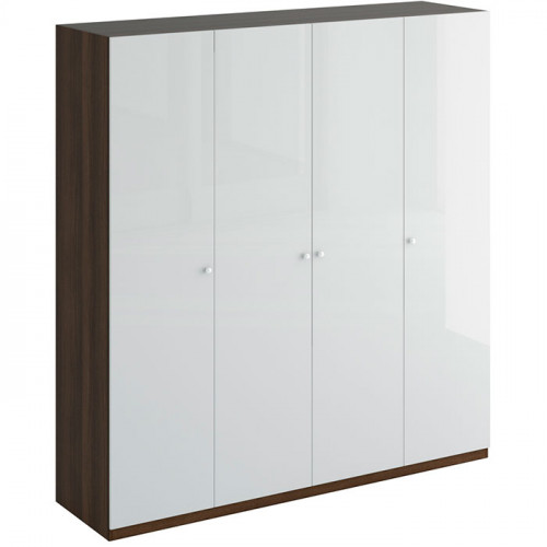 шкаф uno четырехдверный белый глянец с коричневым в Нижневартовске