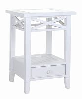 тумбочка прикроватная со стеклом бретань с состариванием белая в Нижневартовске