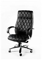 кресло руководителя бонд (black) сталь + хром / черная экокожа в Нижневартовске