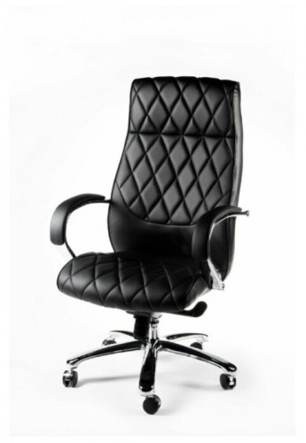 кресло руководителя бонд (black) сталь + хром / черная экокожа в Нижневартовске