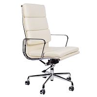 кресло eames style на колесиках кремовая кожа в Нижневартовске