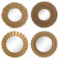 комплект зеркал с декором круглых в золотых рамах drops, 4 штуки в Нижневартовске