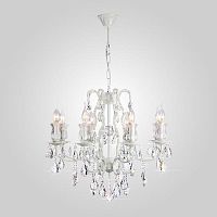 подвесная люстра eurosvet blossom 10077/8 глянцевый белый/прозрачный хрусталь strotskis в Нижневартовске