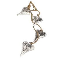 гирлянда новогодняя подвесная сердца вытянутые серебряные snow hearts, 60 см в Нижневартовске