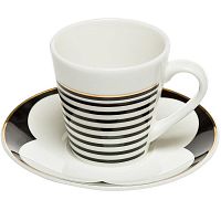 чашка кофейная 80мл с блюдцем черно-белая (6) в Нижневартовске