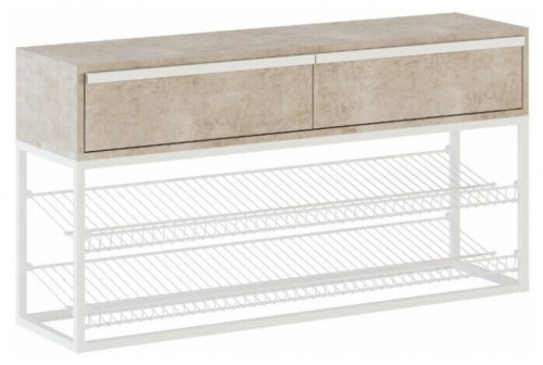 консоль обувница, 1150*300*800, белый муар, лдсп (камень светлый) в Нижневартовске