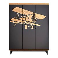 шкаф трехстворчатый с самолетом travel серый в Нижневартовске