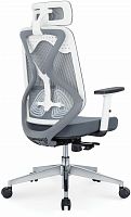 кресло компьютерное имидж gray белый пластик / серая сетка / серая ткань в Нижневартовске