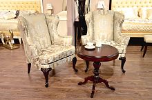 кресло mestre бежевоес ножками в отделке махагоном в Нижневартовске