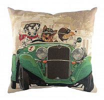 подушка с забавными собаками на зеленом автомобиле doggie drivers green в Нижневартовске