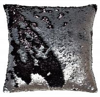 подушка квадратная, пайетки серые круглые двухцветные 40х40 см в Нижневартовске