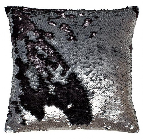 подушка квадратная, пайетки серые круглые двухцветные 40х40 см в Нижневартовске