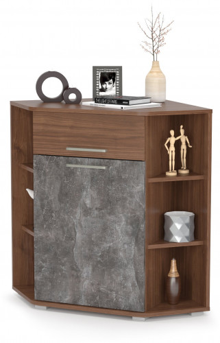 комод угловой лайт 08.63, цвет орех селект каминный/камень тёмный в Нижневартовске