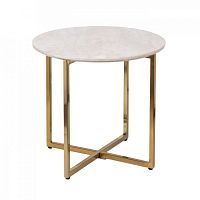 стол журнальный круглый d60*48cм мраморный, золотой в Нижневартовске