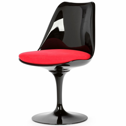 стул tulip глянцеый черный с красной подушкой в Нижневартовске