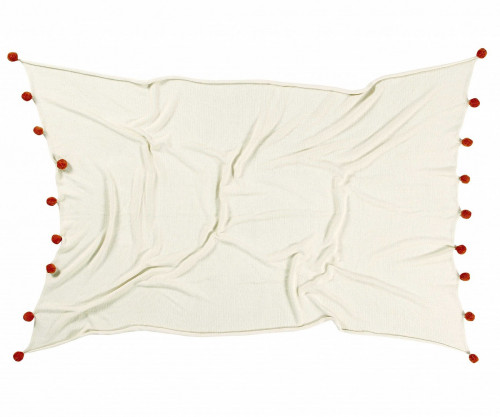 плед с помпонами терракотовый в Нижневартовске