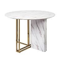 стол обеденный круглый 120*70см белый, золото в Нижневартовске