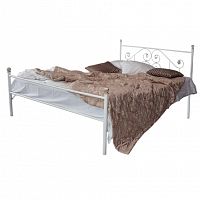 кованая двуспальная кровать 160х200 с одной спинкой белая камелия в Нижневартовске