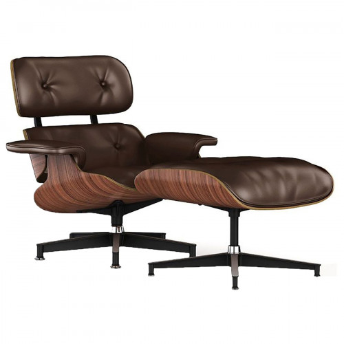 кресло lounge chair & ottoman коричневое в Нижневартовске