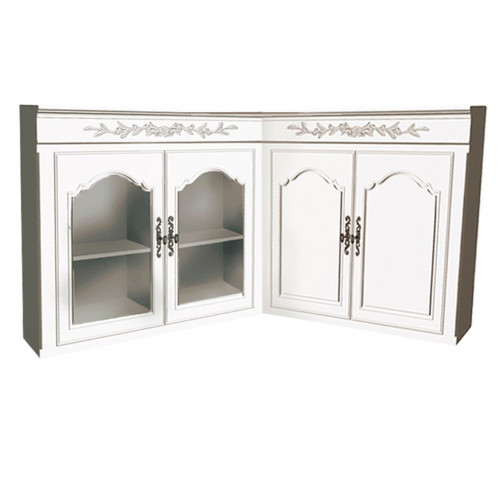 шкаф угловой навесной из двух частей марсель молочно-белый в Нижневартовске