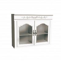 шкаф со стеклом навесной двухдверный кухонный марсель молочно-белый в Нижневартовске
