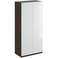 шкаф uno двухдверный белый глянец коричневый с белым в Нижневартовске