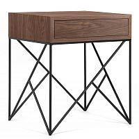 прикроватная тумба с ящиком prince box black американский орех черная, американский орех в Нижневартовске