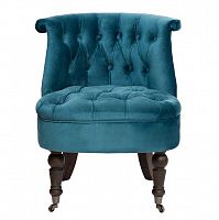 кресло велюр сине-зеленый 46х61х70, ножки темно-коричневый в Нижневартовске