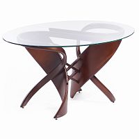стол обеденный virtuos с подстолье: береза тон орех, столешница: стекло прозрачное с фацетом в Нижневартовске